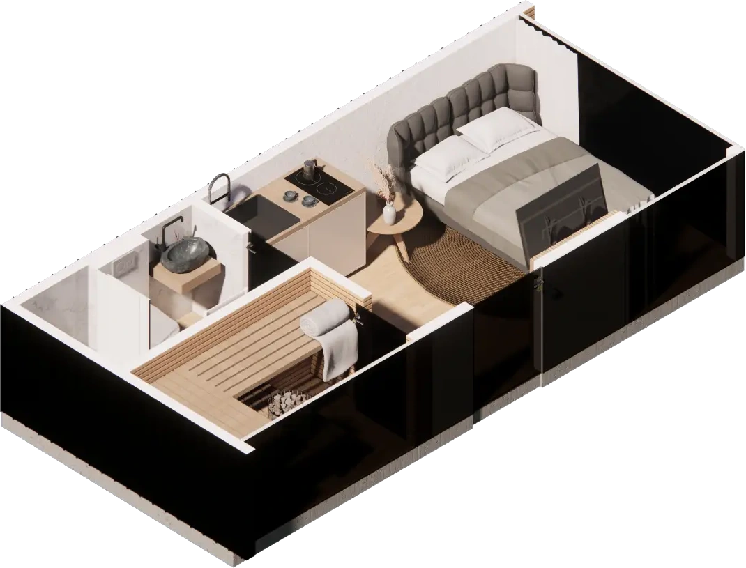 Zero-black-premium-glamping-hiška-rendera-tloris